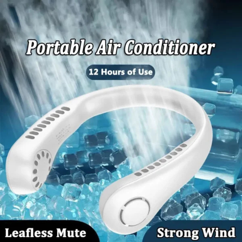 Untitled design - 2025-07-20T112754.888 Mini Neck Portable No Bladeless Hanging Neck Rechargeable Air Cooler Mini Summer Sport Fan (random Colors) - Image 5