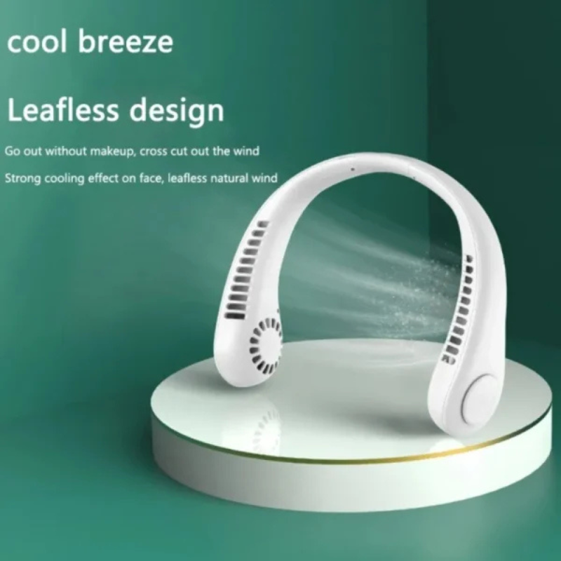 Untitled design - 2025-07-20T112837.823 Mini Neck Portable No Bladeless Hanging Neck Rechargeable Air Cooler Mini Summer Sport Fan (random Colors) - Image 3