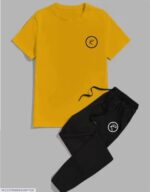 2 Pcs Men's Dri-Fit Printed Tracksuit – Lightweight & Breathable Sportswear Set for Gym & Casual Wear