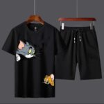 Men’s Cotton Printed T-Shirt & Shorts Set – Comfortable Summer Tracksuit