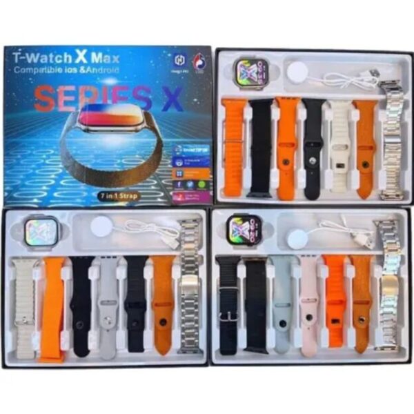 T-Watch X Max Smartwatch Series X | 7 in 1 Strap Combo | Compatible with Android & iOS