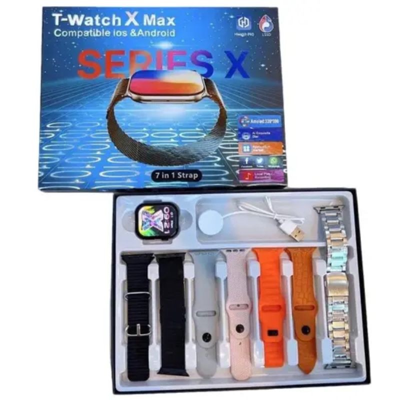 imgi_5_lg_a8yOSdBHkbTldJ7VSrNy2SaxvMJVhZPX2A8WB2hE T-Watch X Max Smartwatch Series X | 7 in 1 Strap Combo | Compatible with Android & iOS - Image 3